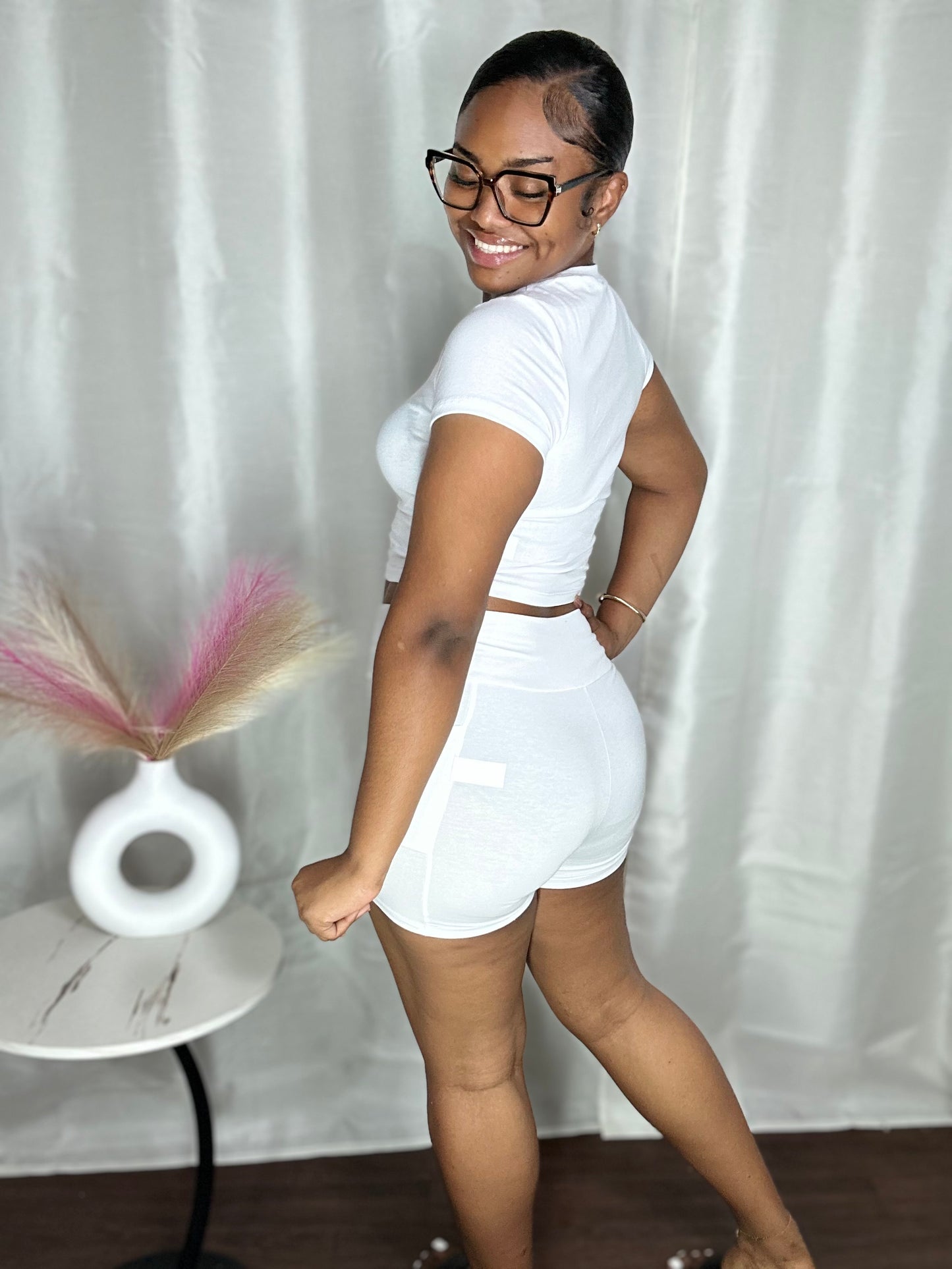 EVENING WALK BIKER SHORT SET W POCKETS