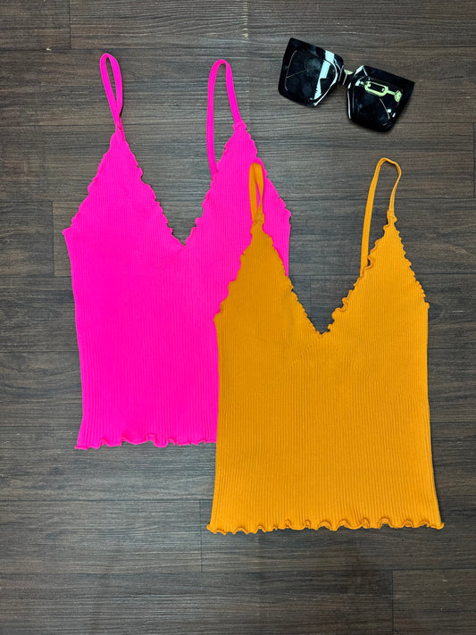 RIBBED BUTTERFLY TRIM CAMI TOP