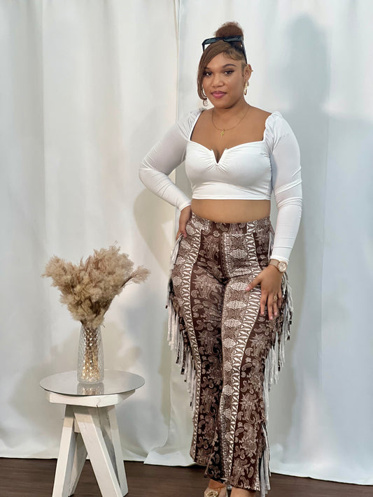 RETRO RUFFLE FLARE PANTS