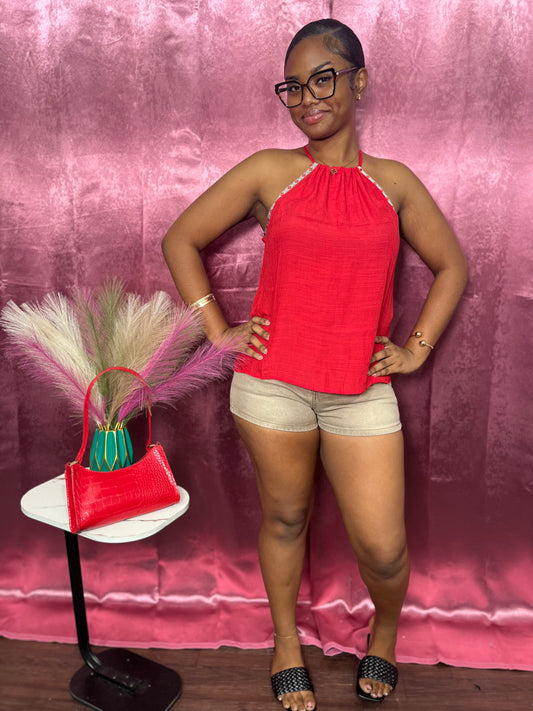 HALTER LINEN TOP