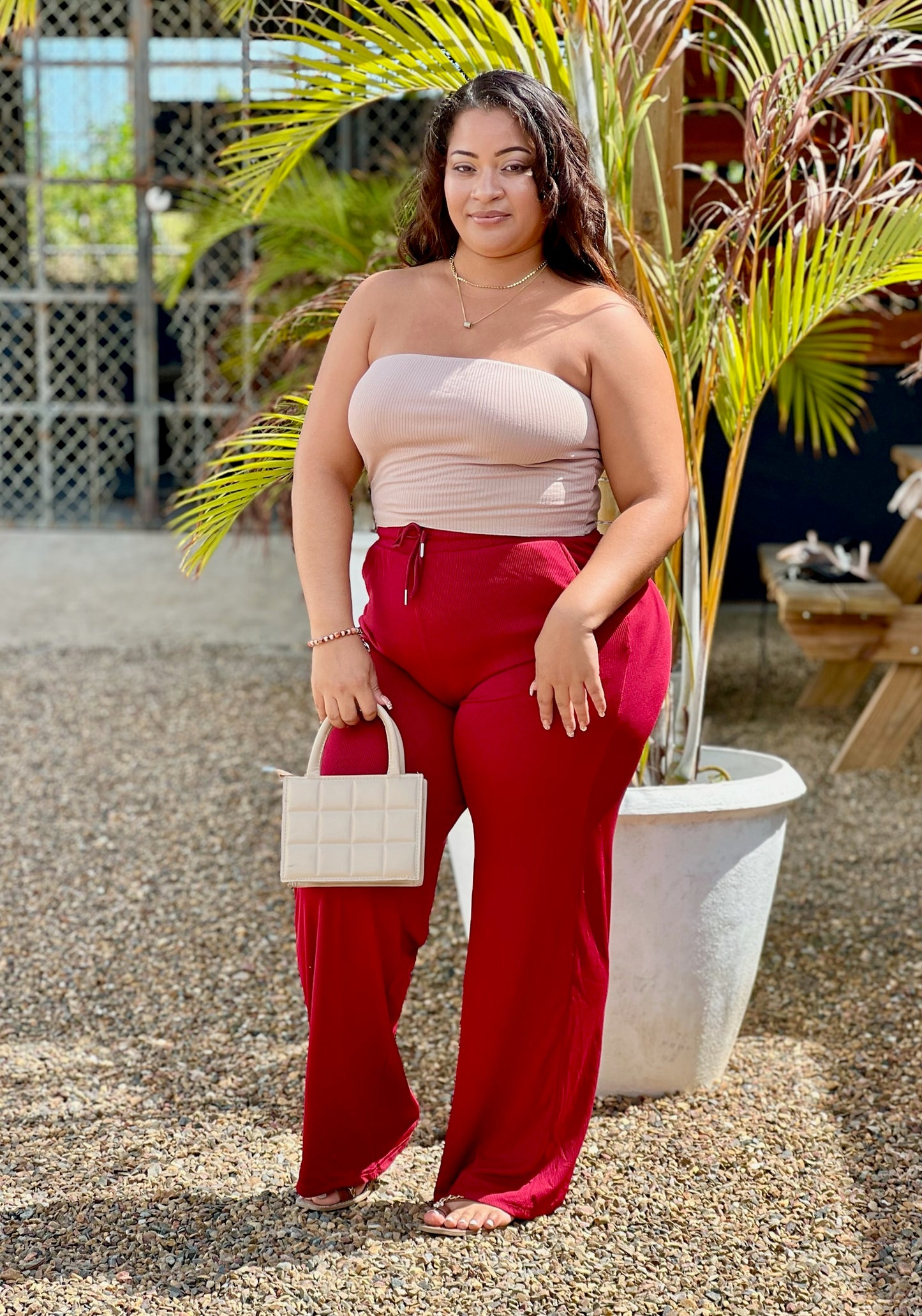 PLAIN RIBBED DRAWSTRING PANT