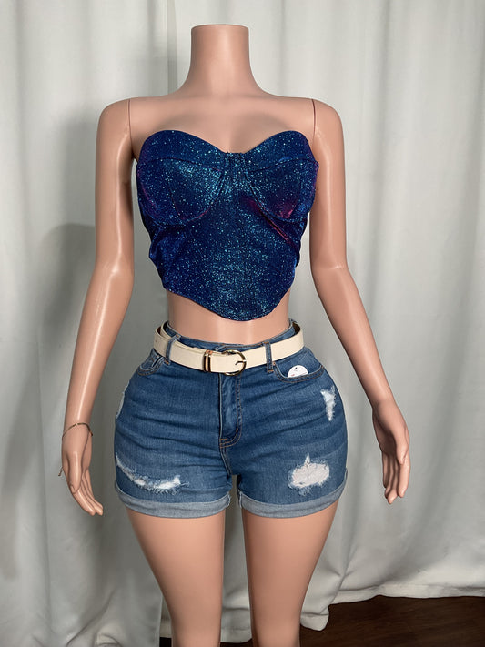 SHIMMER AND SHINE CORSET CROP TOP