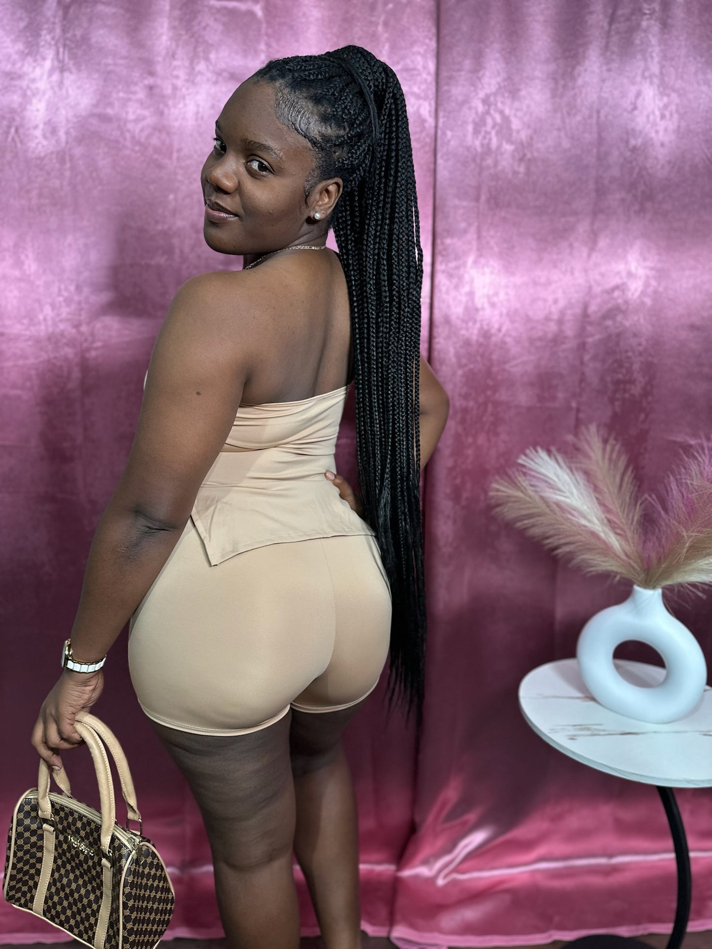 TEXTURED TUBE MINI SHORTS SET