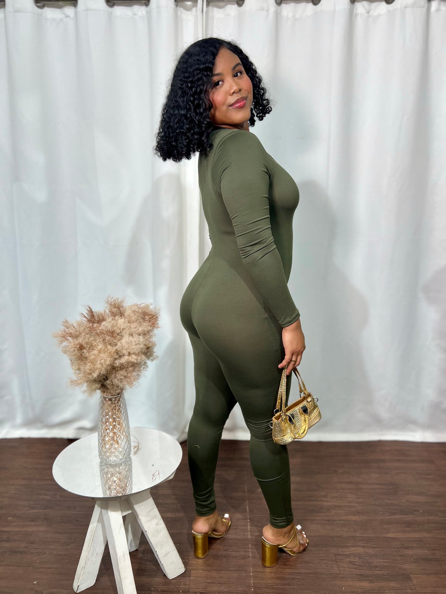 ZIP UP LONG SLEEVE JUMPSUIT