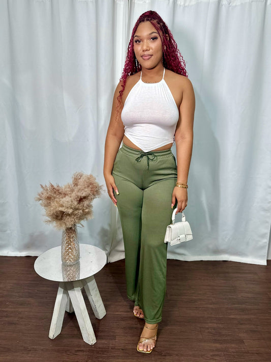 PLAIN RIBBED DRAWSTRING PANT