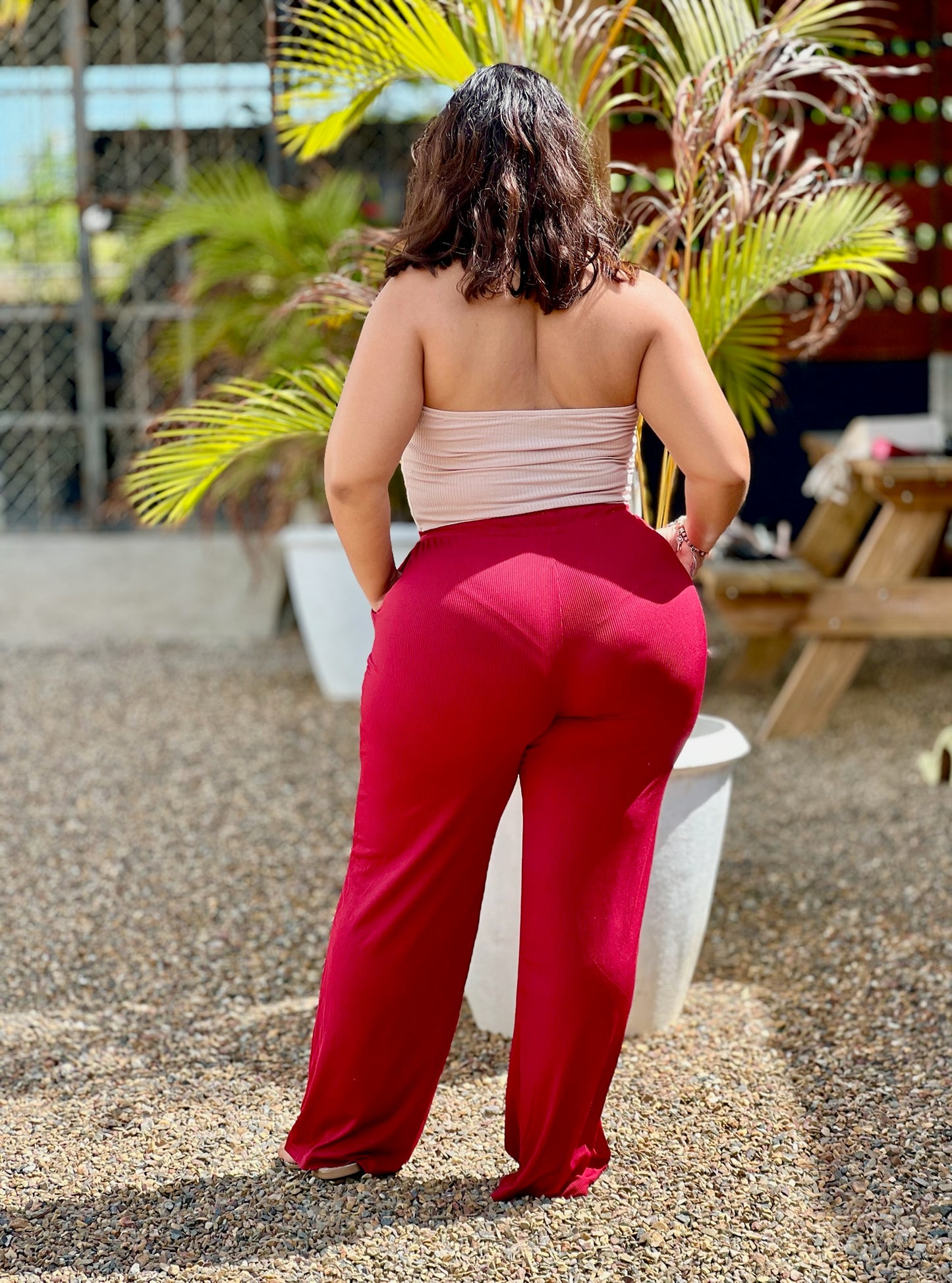 PLAIN RIBBED DRAWSTRING PANT