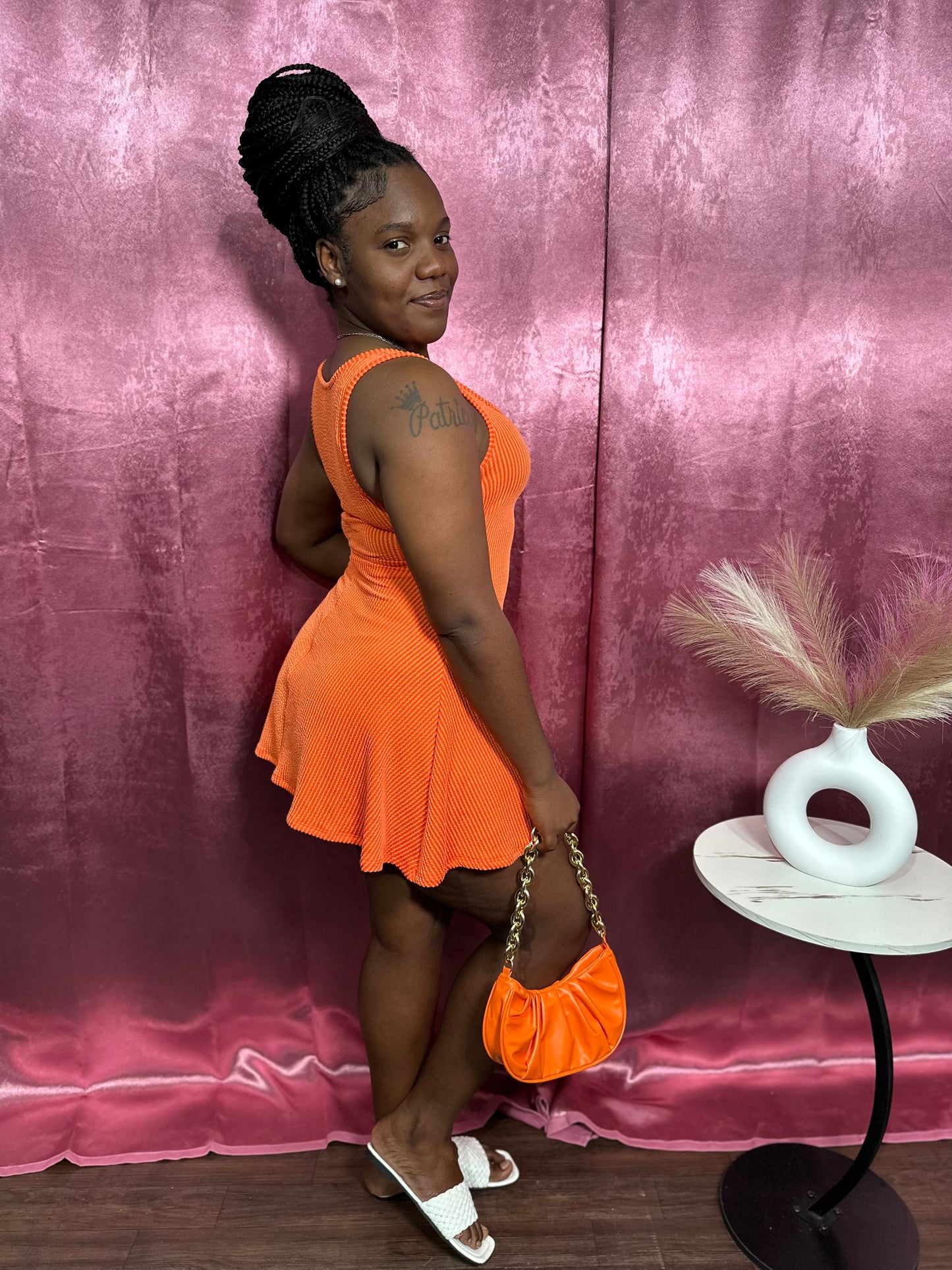 SATURN RIBBED MINI DRESS